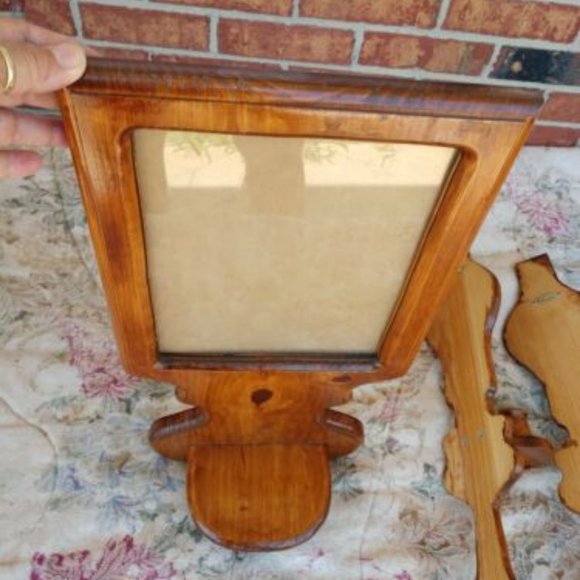 👁️‍🗨️WOOD 3 PIECES✅ Vintage  Wood Picture Frame & Candle Sconce Set Price Firm - Picture 9 of 16